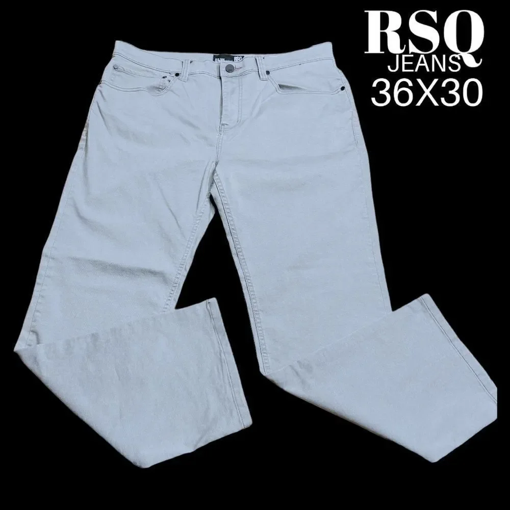 RSQ Jeans New York Slim Straight Gray Stretch Denim Jeans Tag Size 36 X 30